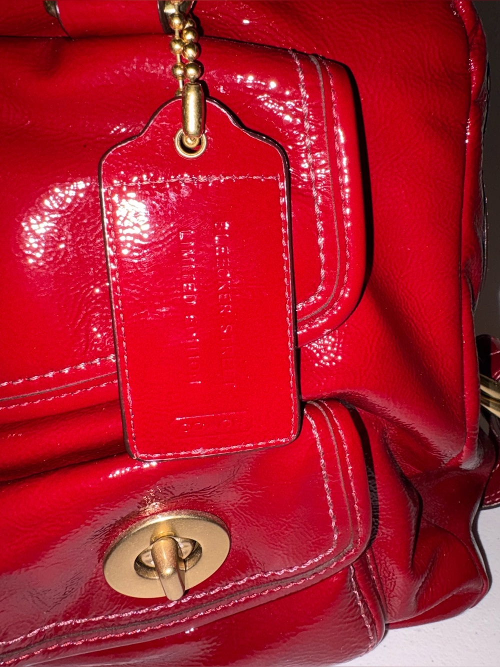 Coach Red Patent Turn Lock Satchel Bleeker Street Limited Edition Peyton 13051 - Picture 9 of 12